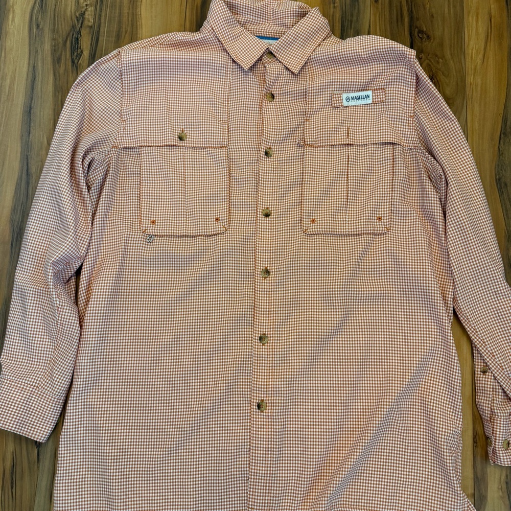 Magellan Outdoors Orange Checkered Shirt